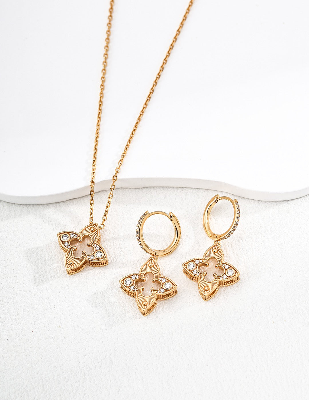 I Was Always Lucky · Four-Leaf Clover Zirconia Necklace