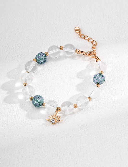 Honest Flaw · Zirconia Flower & Crystal Bead Bracelet