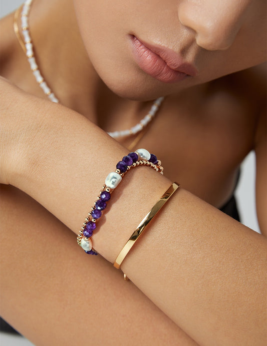 I Haven't Forgotten · Natural Pearl & Amethyst Bracelet