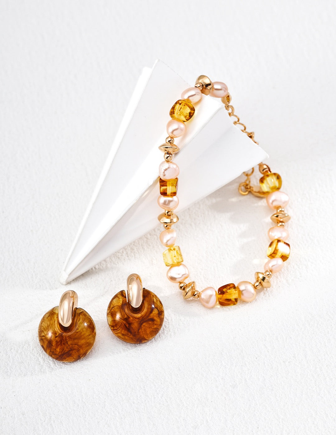 Still Here · Amber & Champagne Pearl Silver Bracelet
