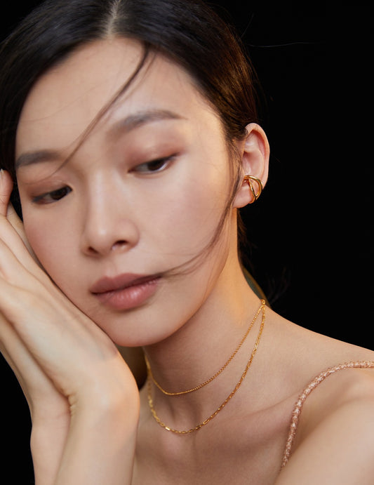 First Angle · Geometric Cutout Silver Ear Cuff