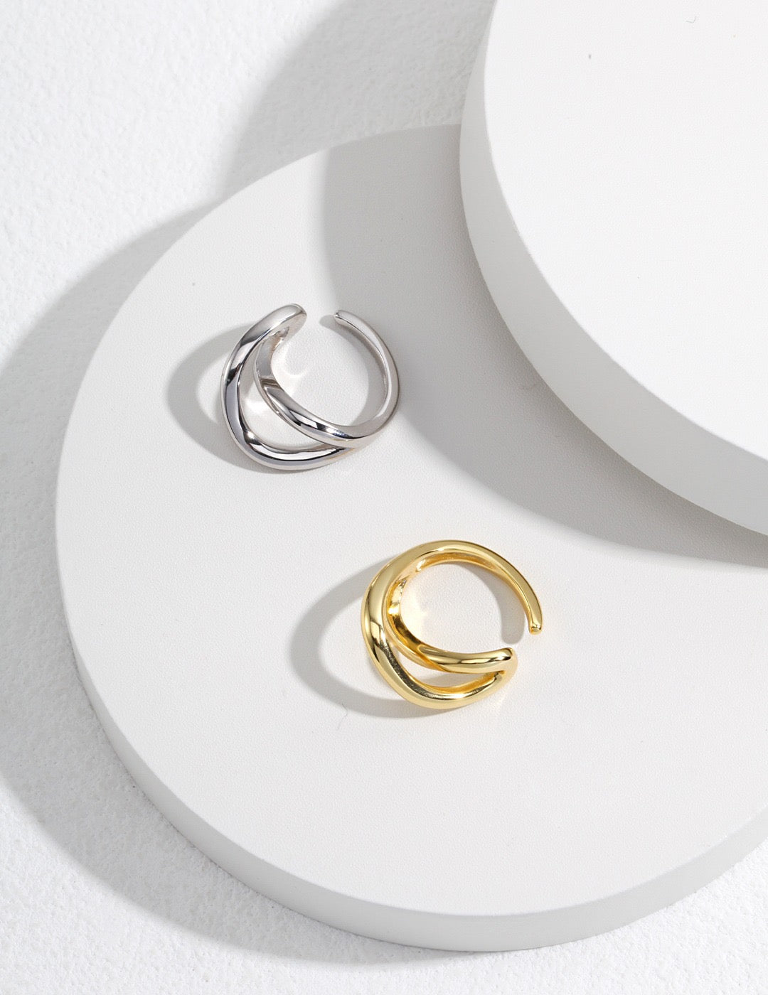 First Angle · Geometric Cutout Silver Ear Cuff