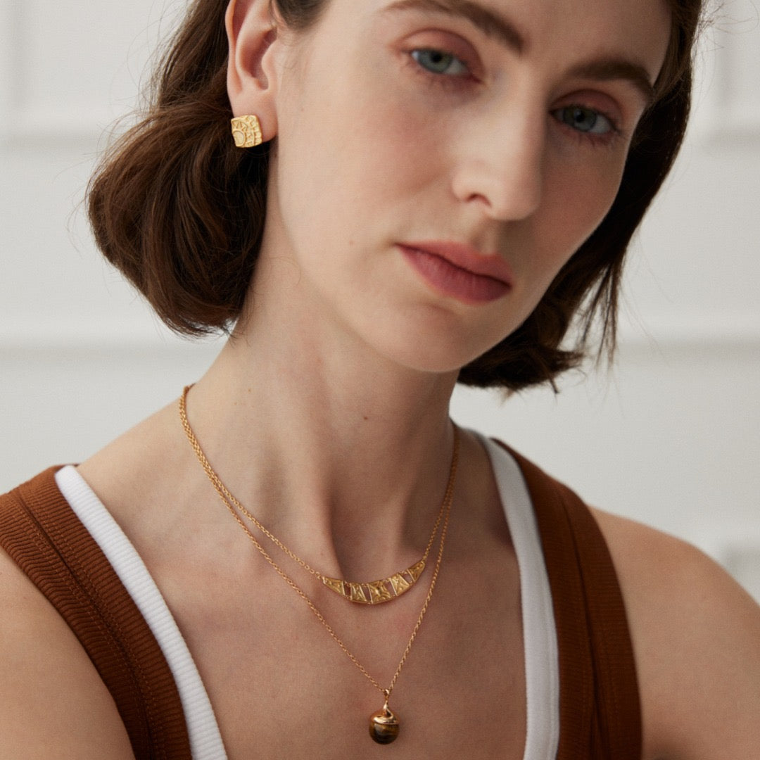 Geometric Gold Stud Earring Set