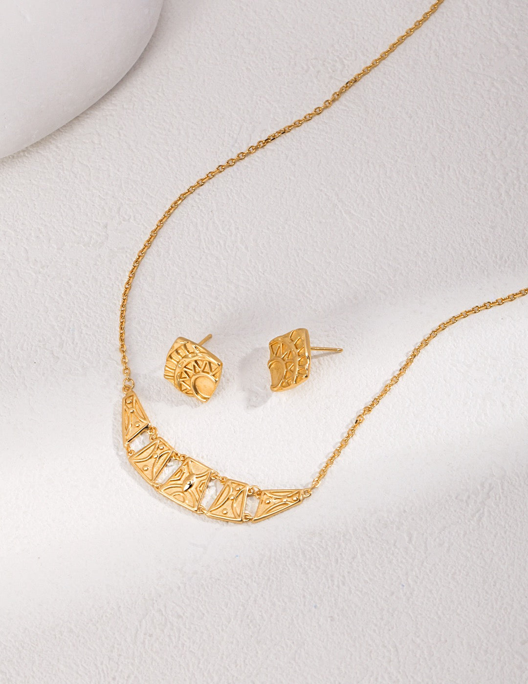 Geometric Gold Stud Earring Set