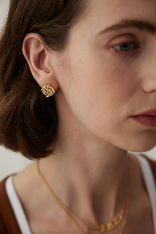 Geometric Gold Stud Earring Set