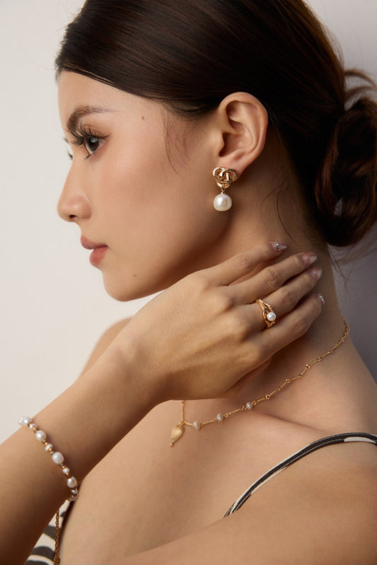 Baroque Pearl Snake Pendant Earrings