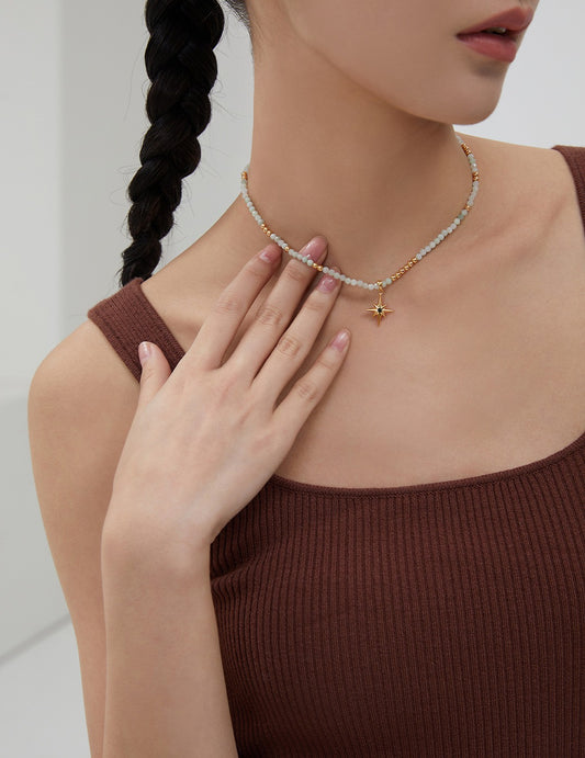 Natural Stone Delicate Chain Necklace