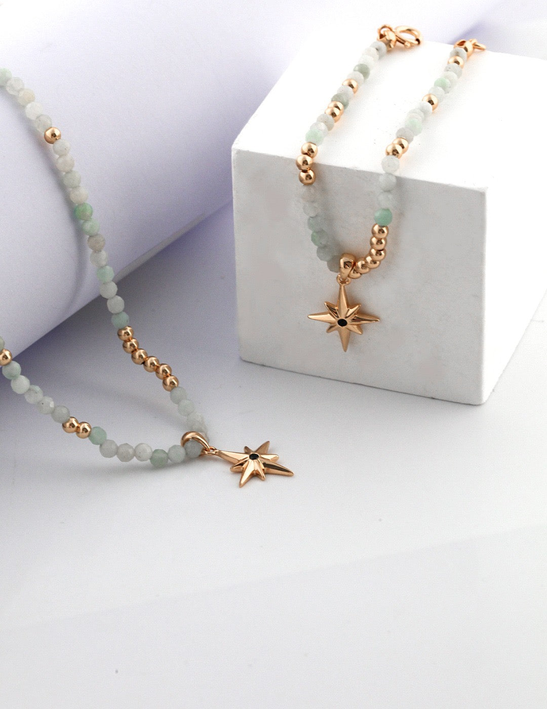 Natural Stone Delicate Chain Necklace