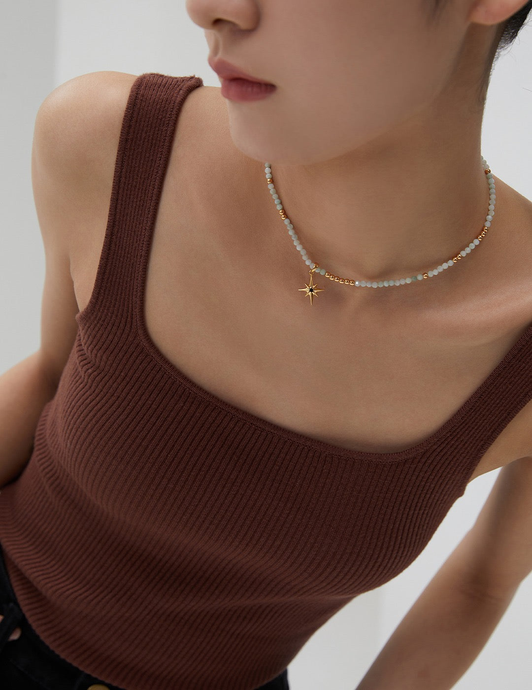 Natural Stone Delicate Chain Necklace