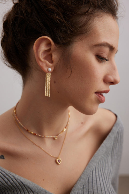 Pearl Tassel Drop Earrings