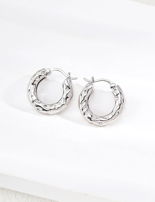 Coming Home · Textured Matte Silver Earrings