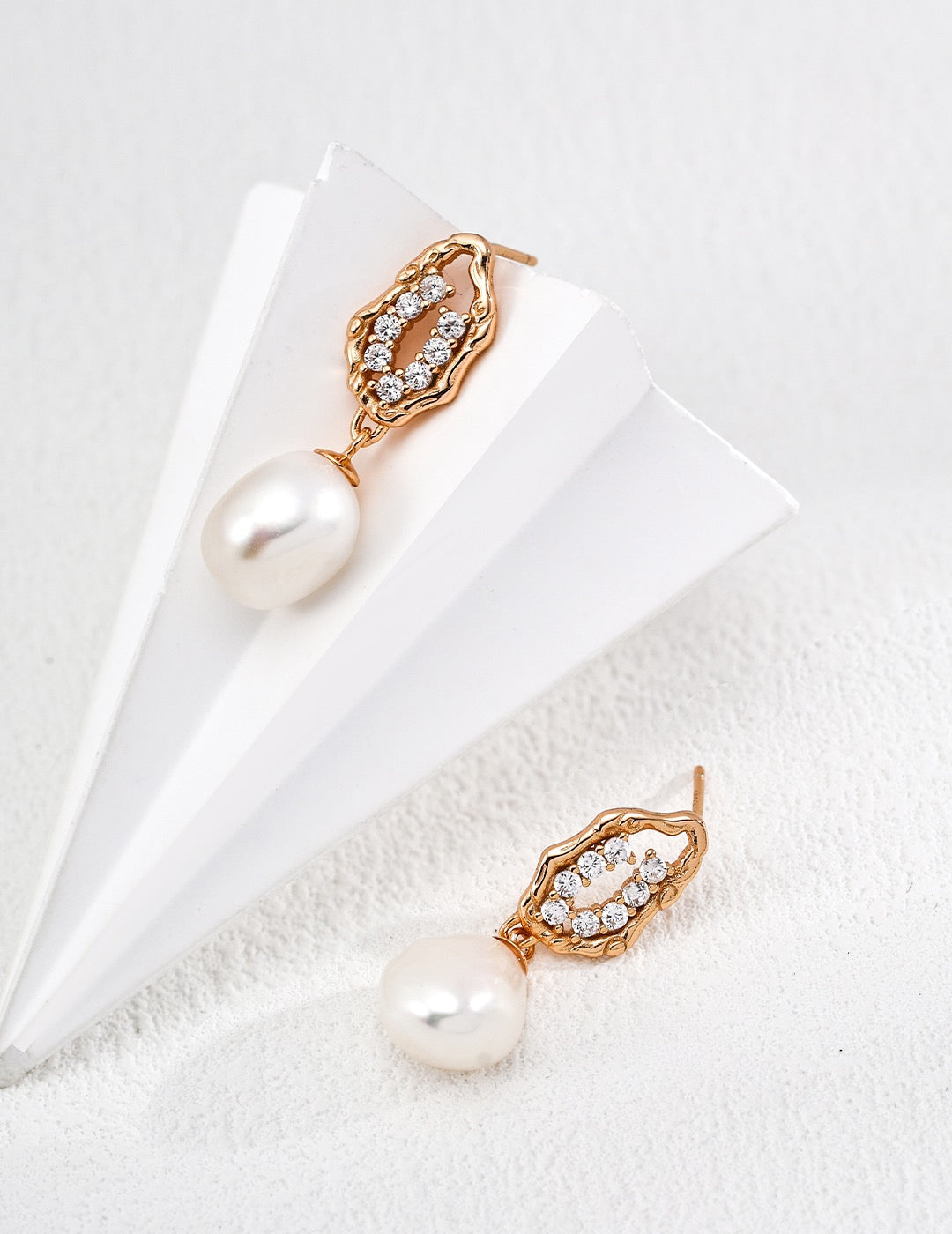 Slow Sweet · Honeycomb Pearl & Zirconia Earrings