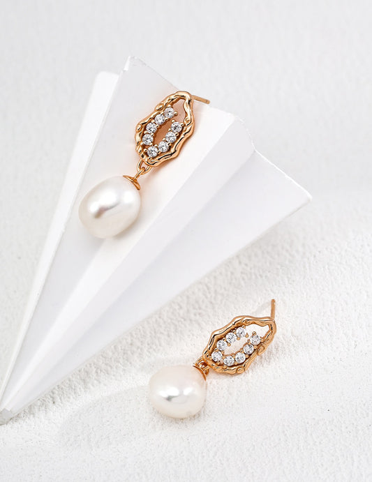 Slow Sweet · Honeycomb Pearl & Zirconia Earrings