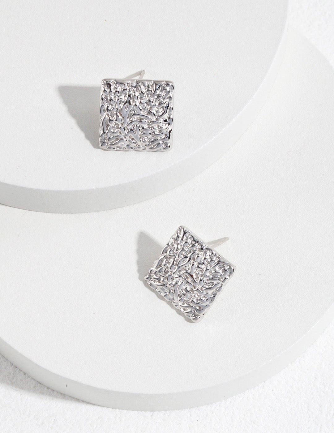 Four Corners · Square Block Sterling Silver Earrings