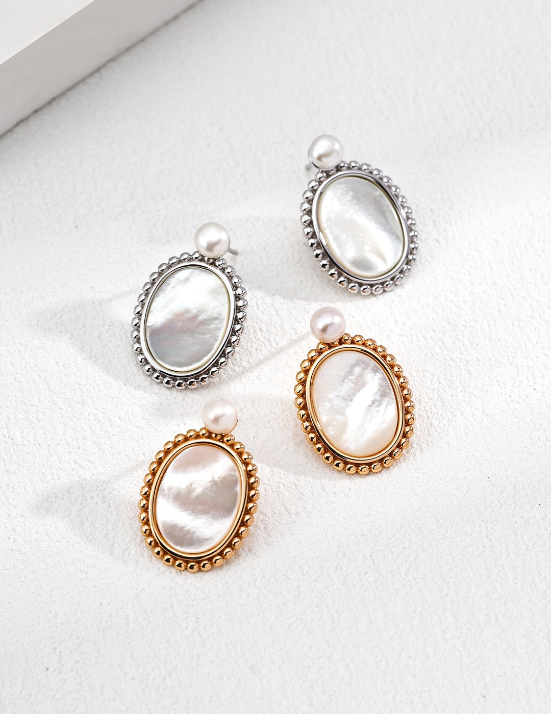 Across Centuries · Natural Pearl & Mother of Pearl Earrings