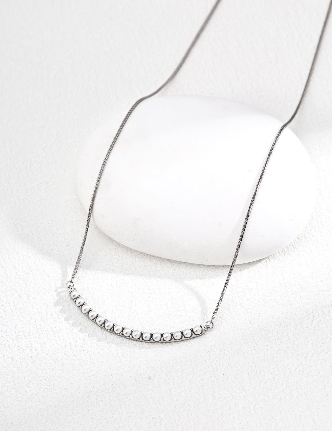 Always Right · Faux Pearl Beaded Silver Necklace