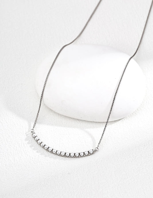 Always Right · Faux Pearl Beaded Silver Necklace