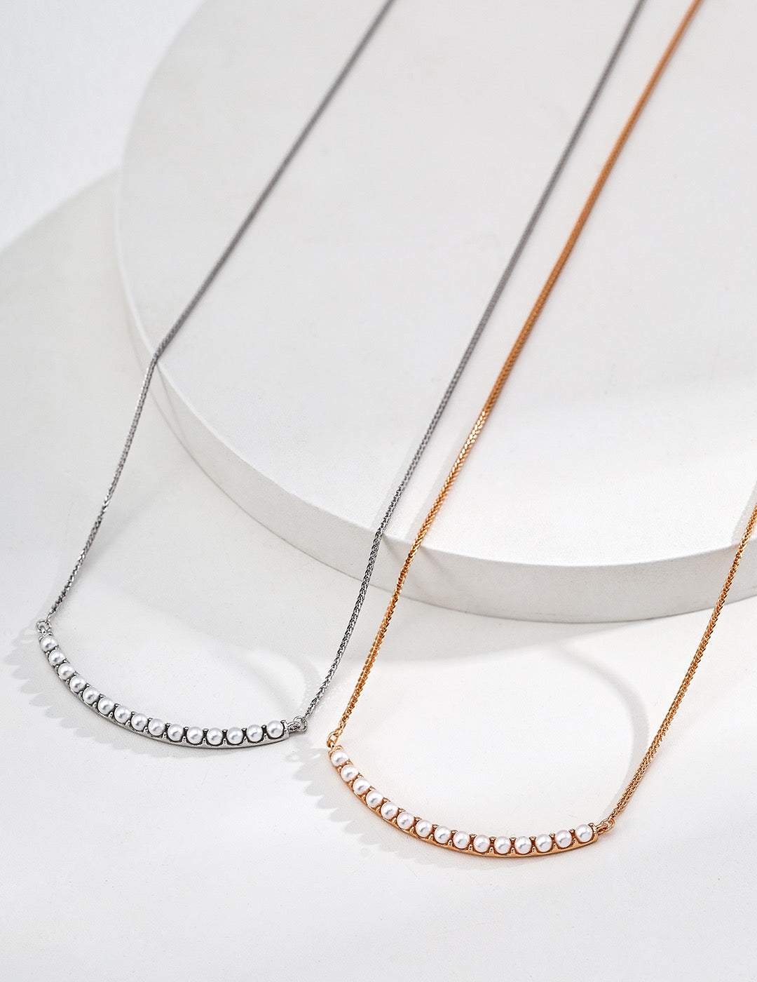 Always Right · Faux Pearl Beaded Silver Necklace