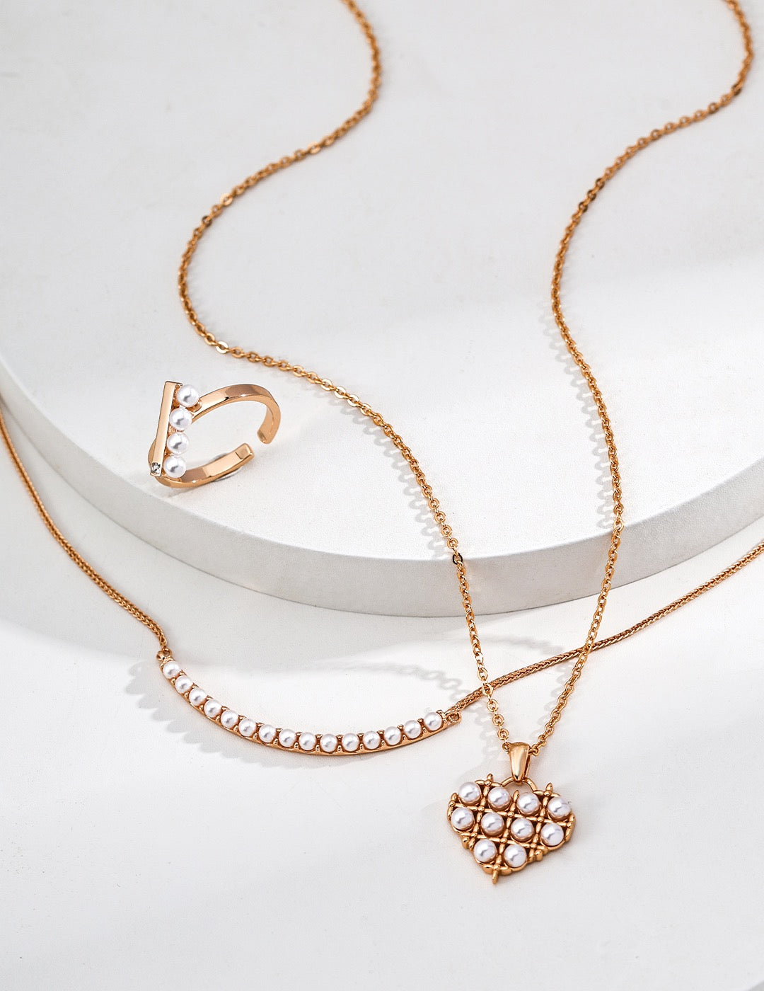 Always Right · Faux Pearl Beaded Silver Necklace