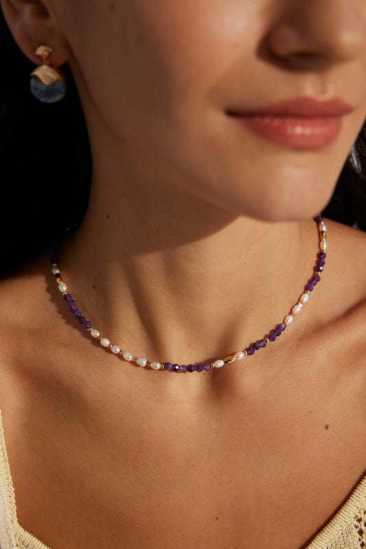 Mine This Time · Vintage Pearl & Amethyst Silver Necklace