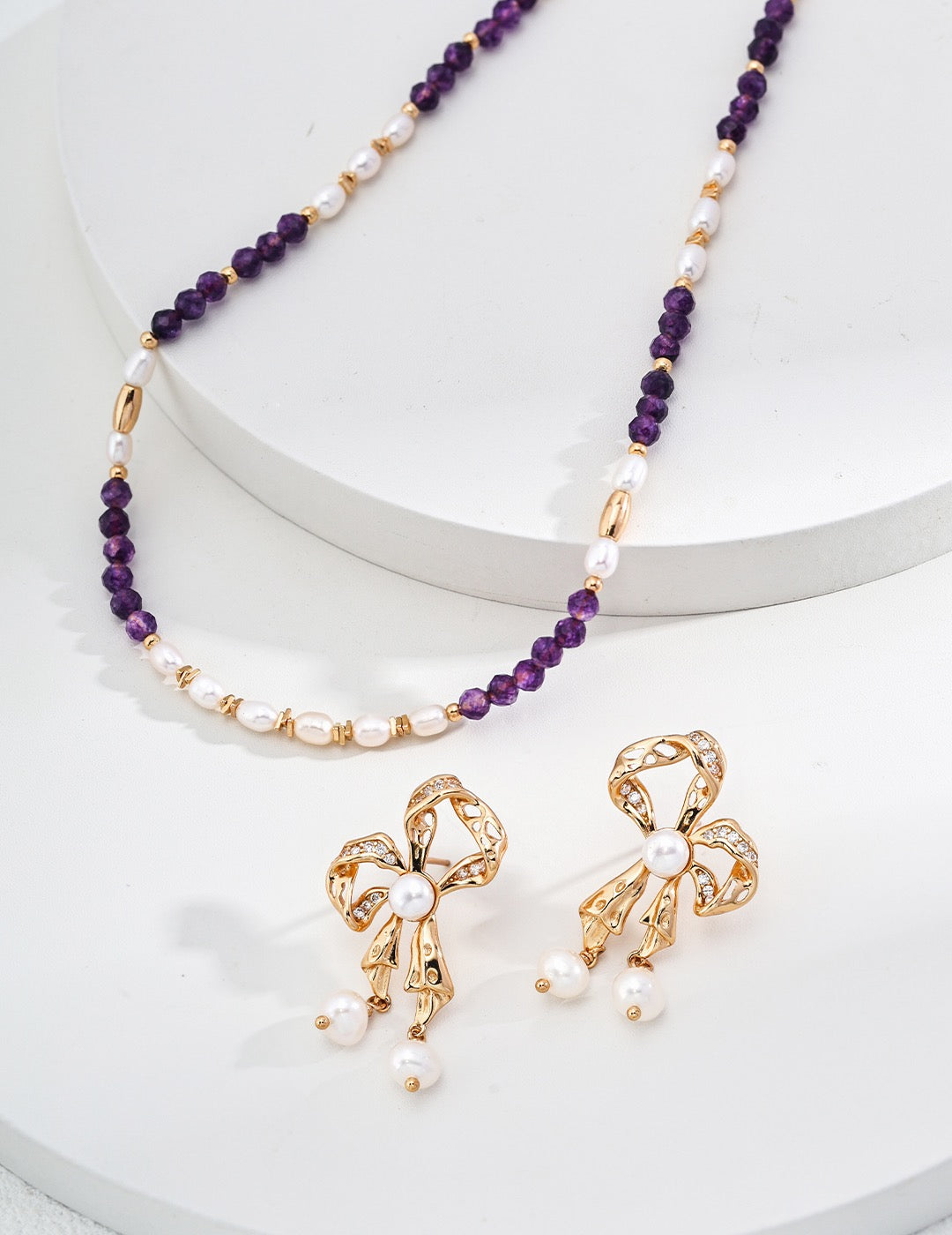 Mine This Time · Vintage Pearl & Amethyst Silver Necklace