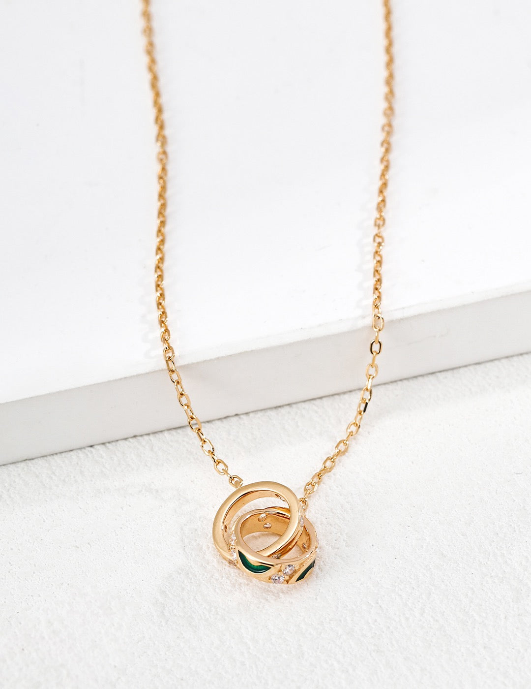 New Face · Double Ring Enamel Zirconia Necklace