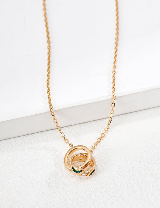 New Face · Double Ring Enamel Zirconia Necklace
