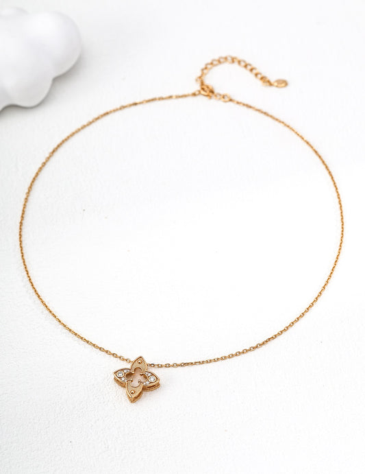 I Was Always Lucky · Four-Leaf Clover Zirconia Necklace