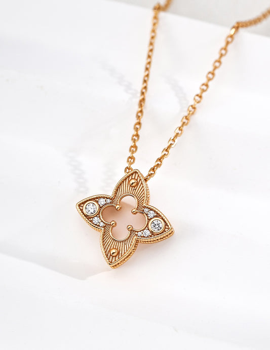 I Was Always Lucky · Four-Leaf Clover Zirconia Necklace