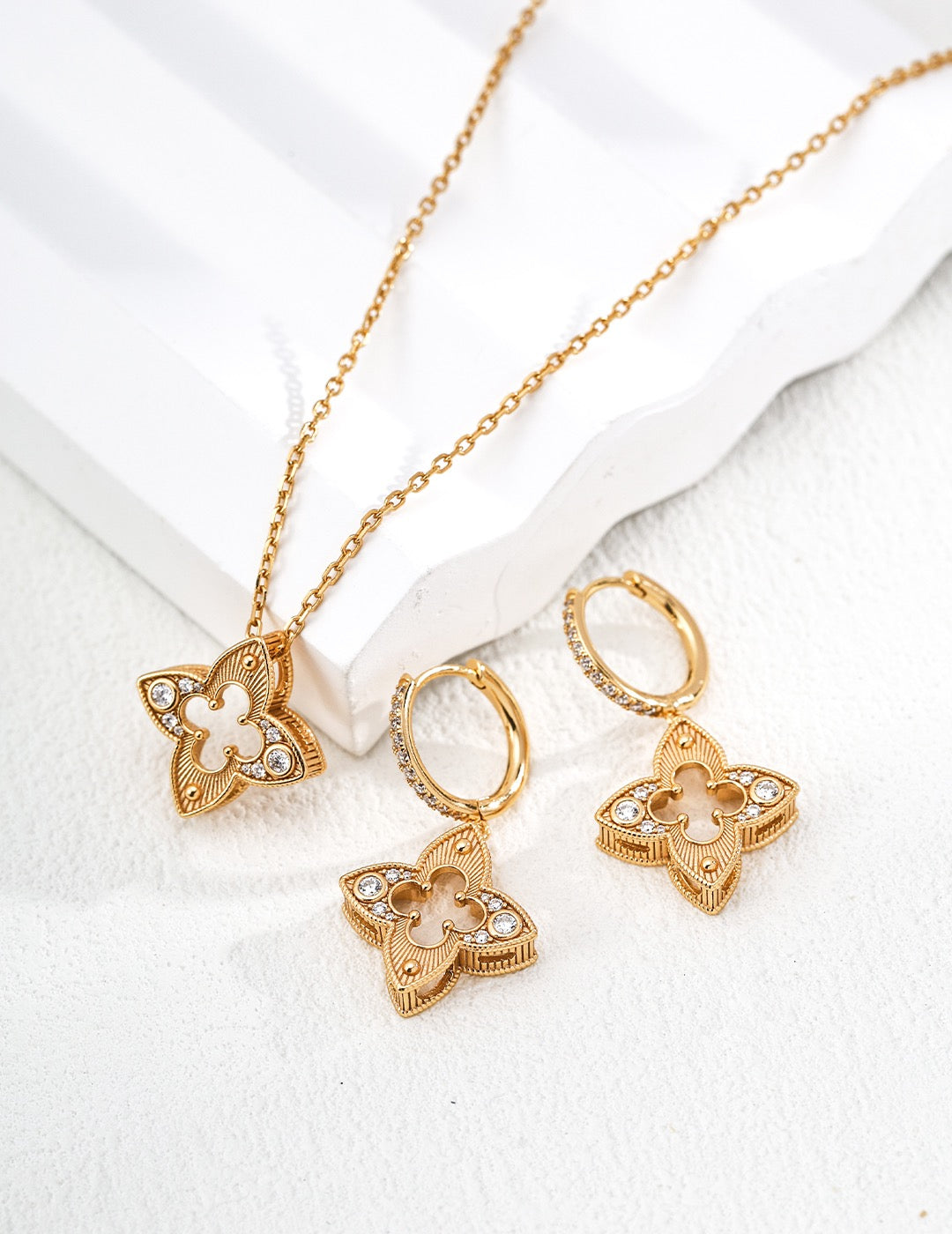 I Was Always Lucky · Four-Leaf Clover Zirconia Necklace