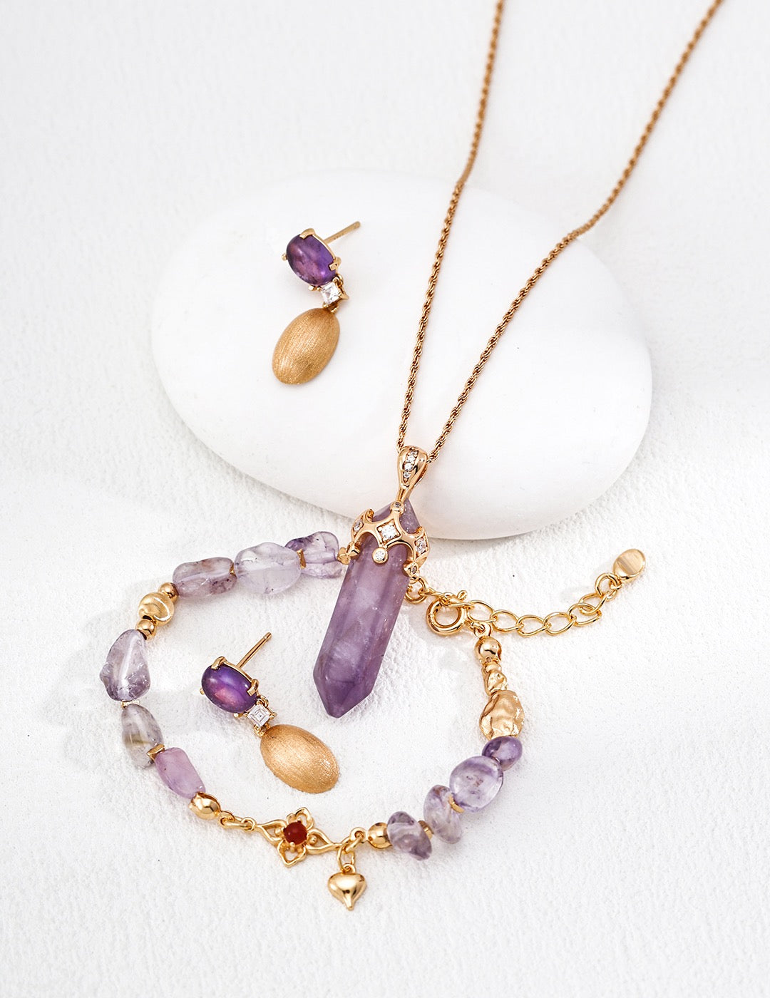 Too Soon · Amethyst & Zirconia Pendant Necklace