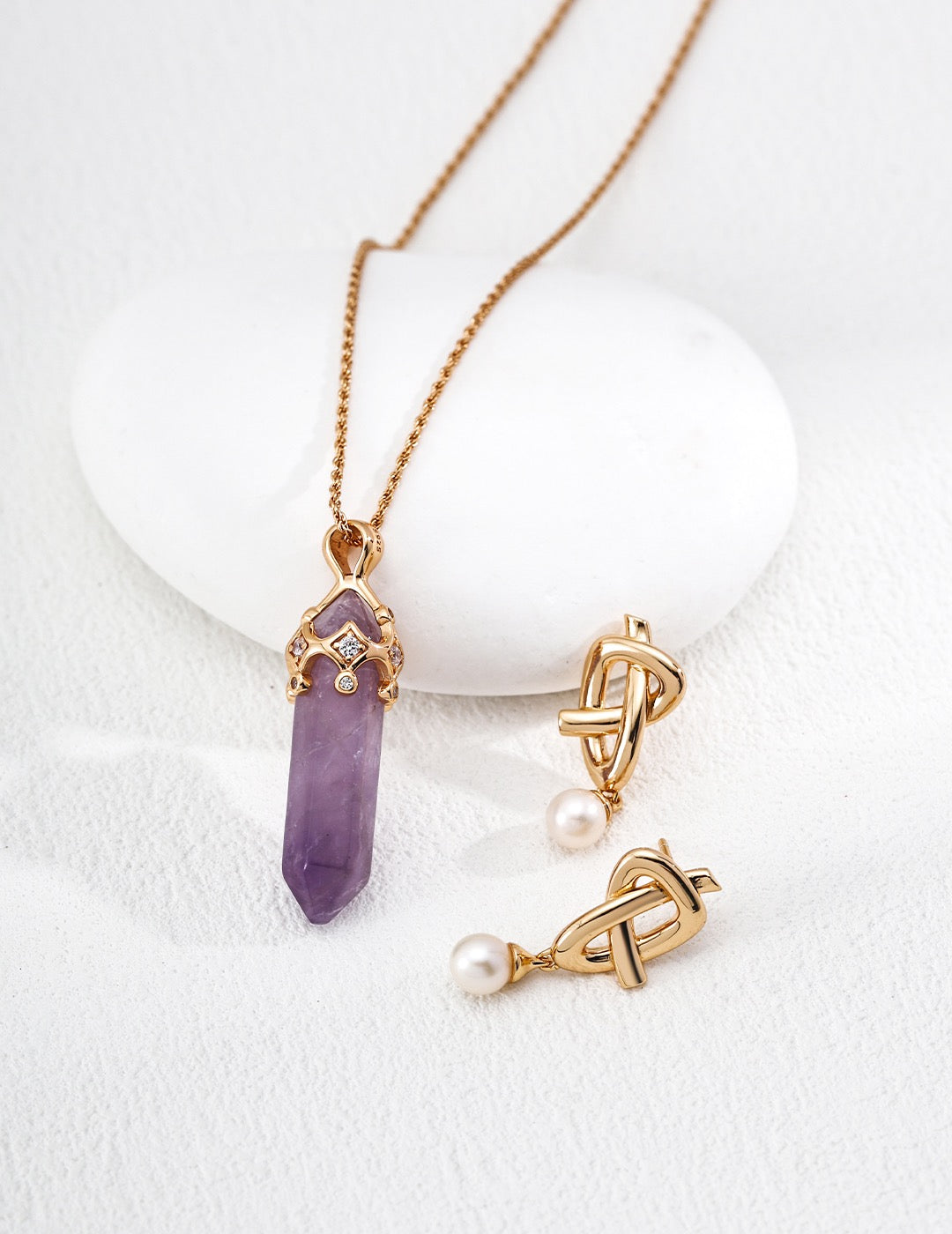 Too Soon · Amethyst & Zirconia Pendant Necklace