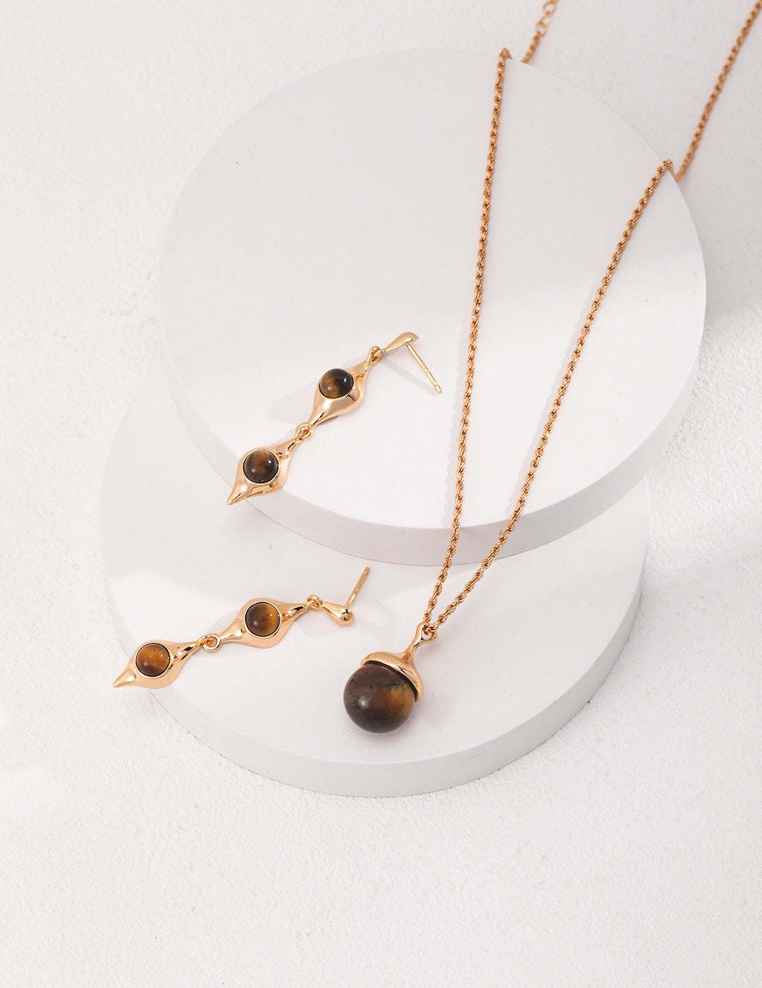 The Garden · Tiger's Eye Pine Cone Pendant Necklace