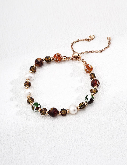 Coloured Light · Vintage Pearl & Iridescent Glass Bracelet