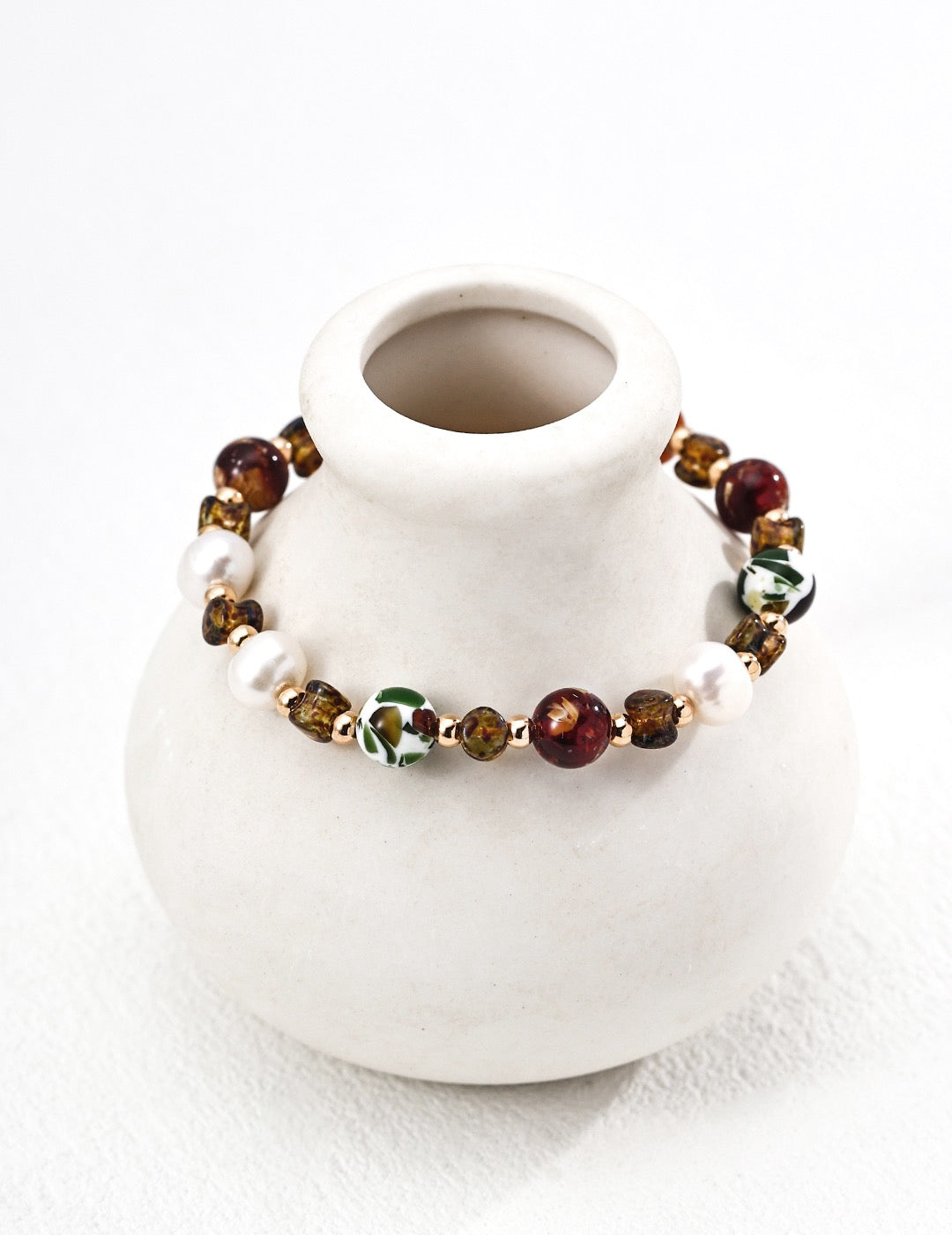 Coloured Light · Vintage Pearl & Iridescent Glass Bracelet