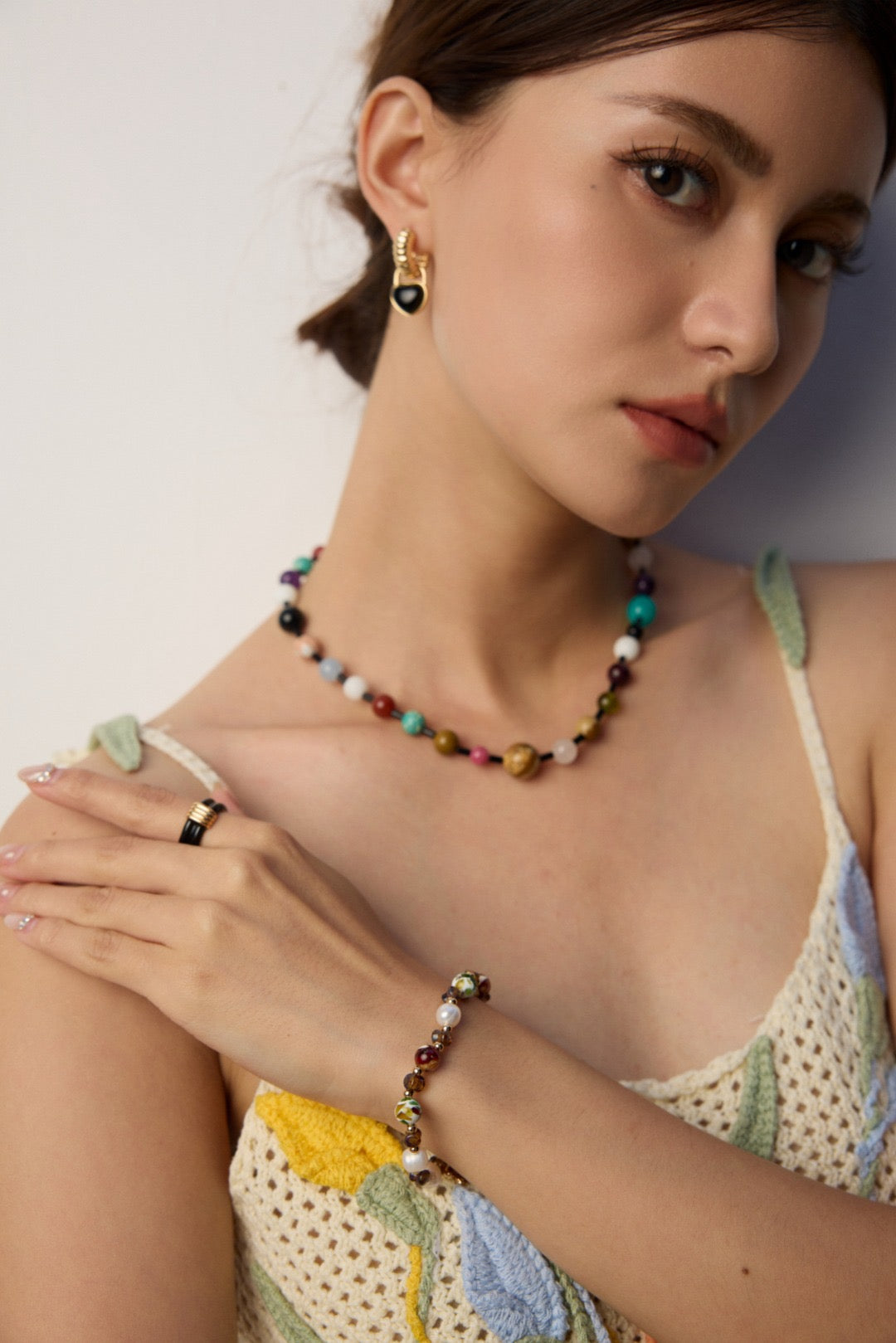 Coloured Light · Vintage Pearl & Iridescent Glass Bracelet