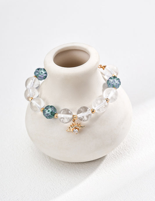 Honest Flaw · Zirconia Flower & Crystal Bead Bracelet