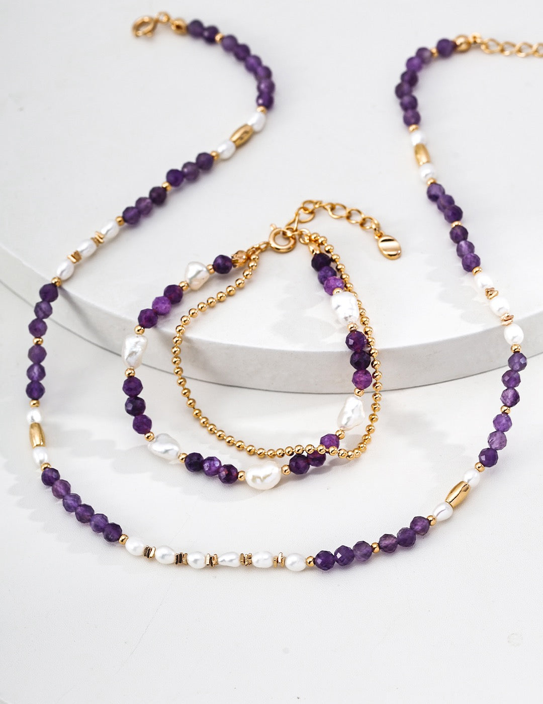 I Haven't Forgotten · Natural Pearl & Amethyst Bracelet