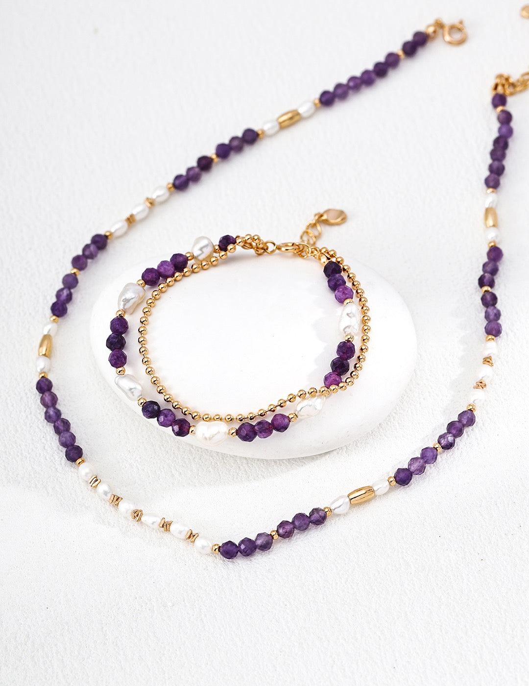 I Haven't Forgotten · Natural Pearl & Amethyst Bracelet