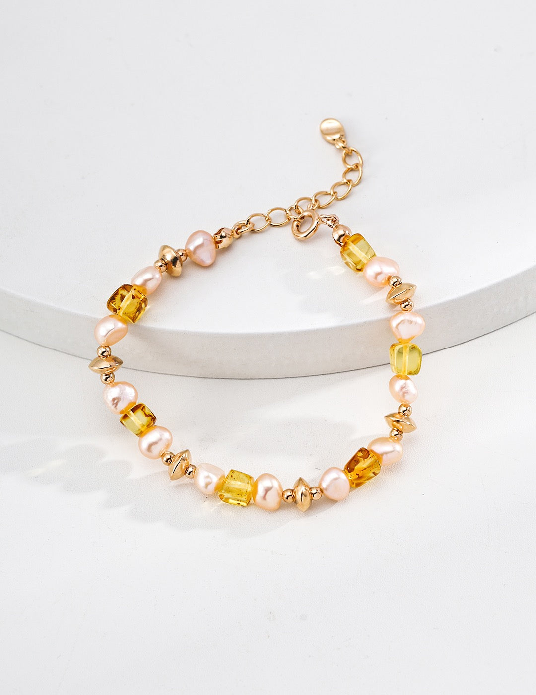 Still Here · Amber & Champagne Pearl Silver Bracelet