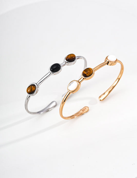 Good Intention · Fortune Glow Tiger's Eye & Shell Bangle