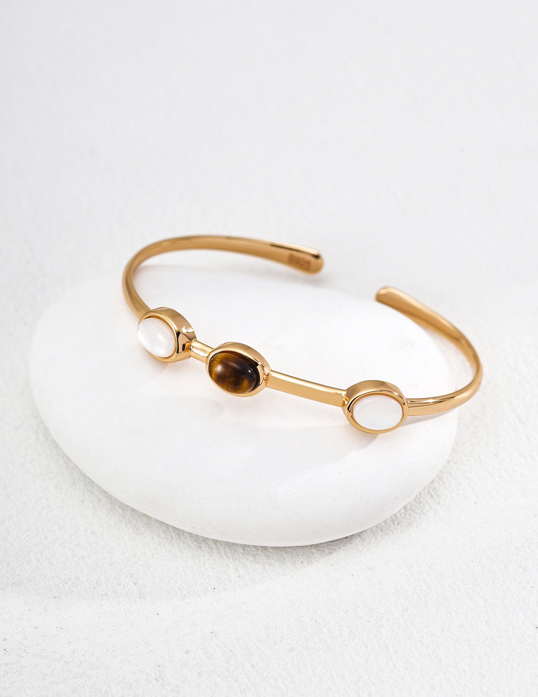 Good Intention · Fortune Glow Tiger's Eye & Shell Bangle