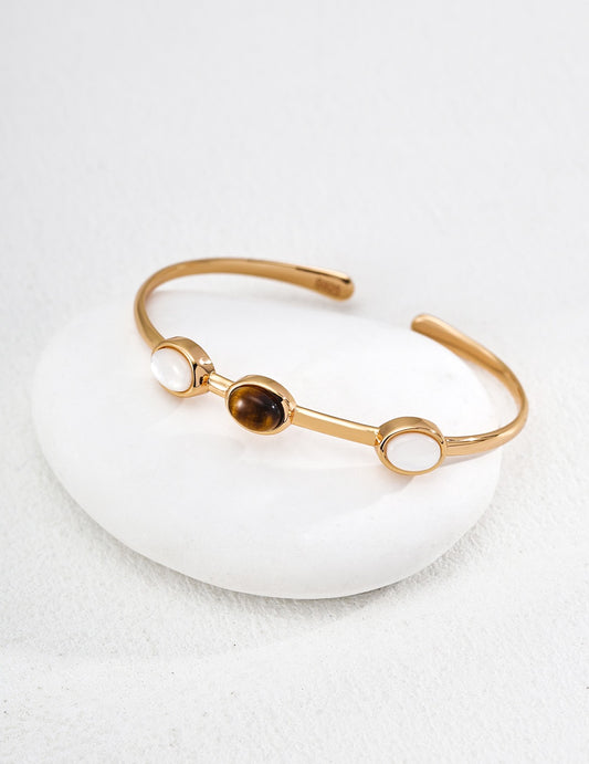 Good Intention · Fortune Glow Tiger's Eye & Shell Bangle
