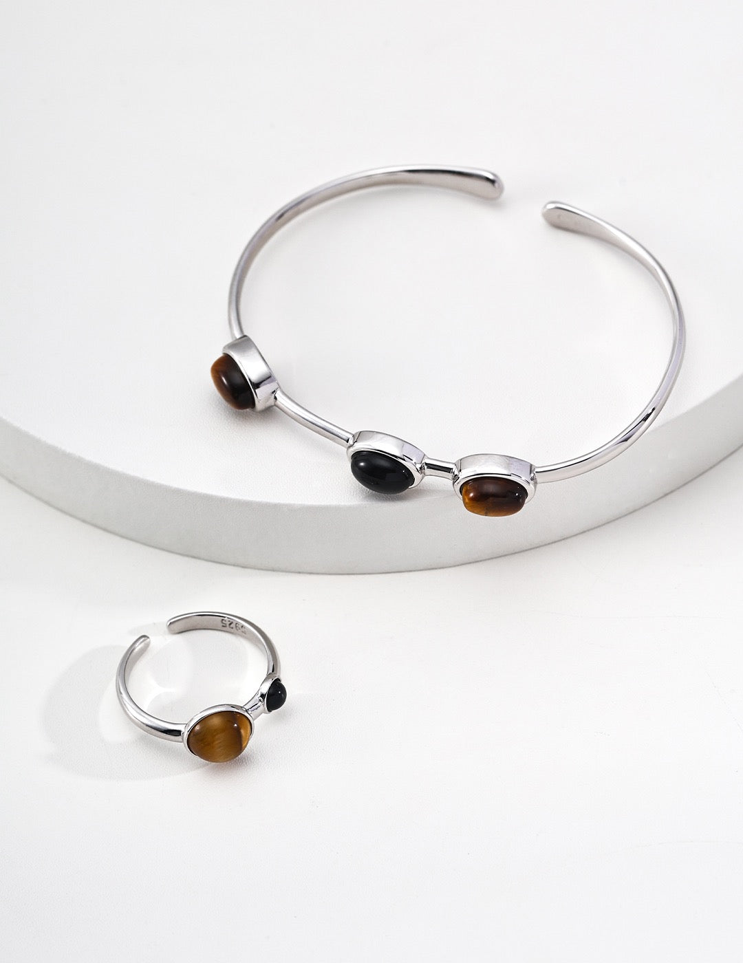 Good Intention · Fortune Glow Tiger's Eye & Shell Bangle
