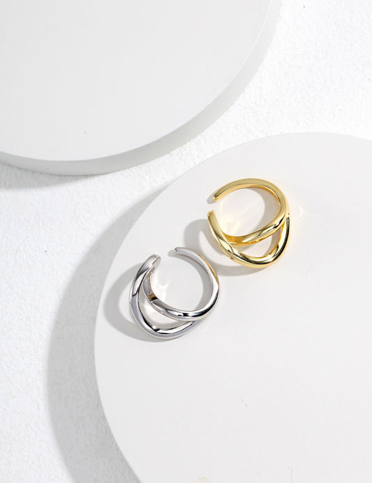First Angle · Geometric Cutout Silver Ear Cuff